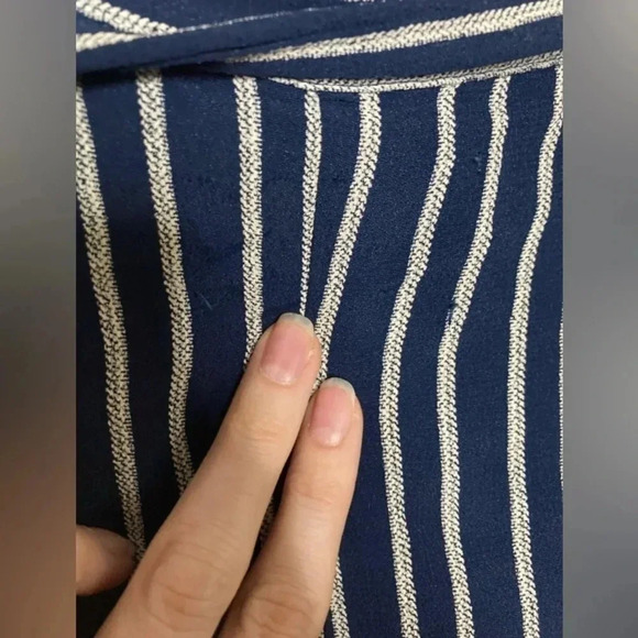 Reformation Nessy Wrap Skirt Size Medium Navy Cream Striped - Picture 7 of 11